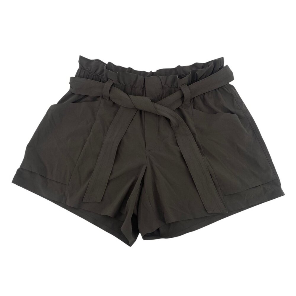 ATHLETA Women’s Size 8 Skyline Paper Bag Belted Shorts in Arbor Olive 29292